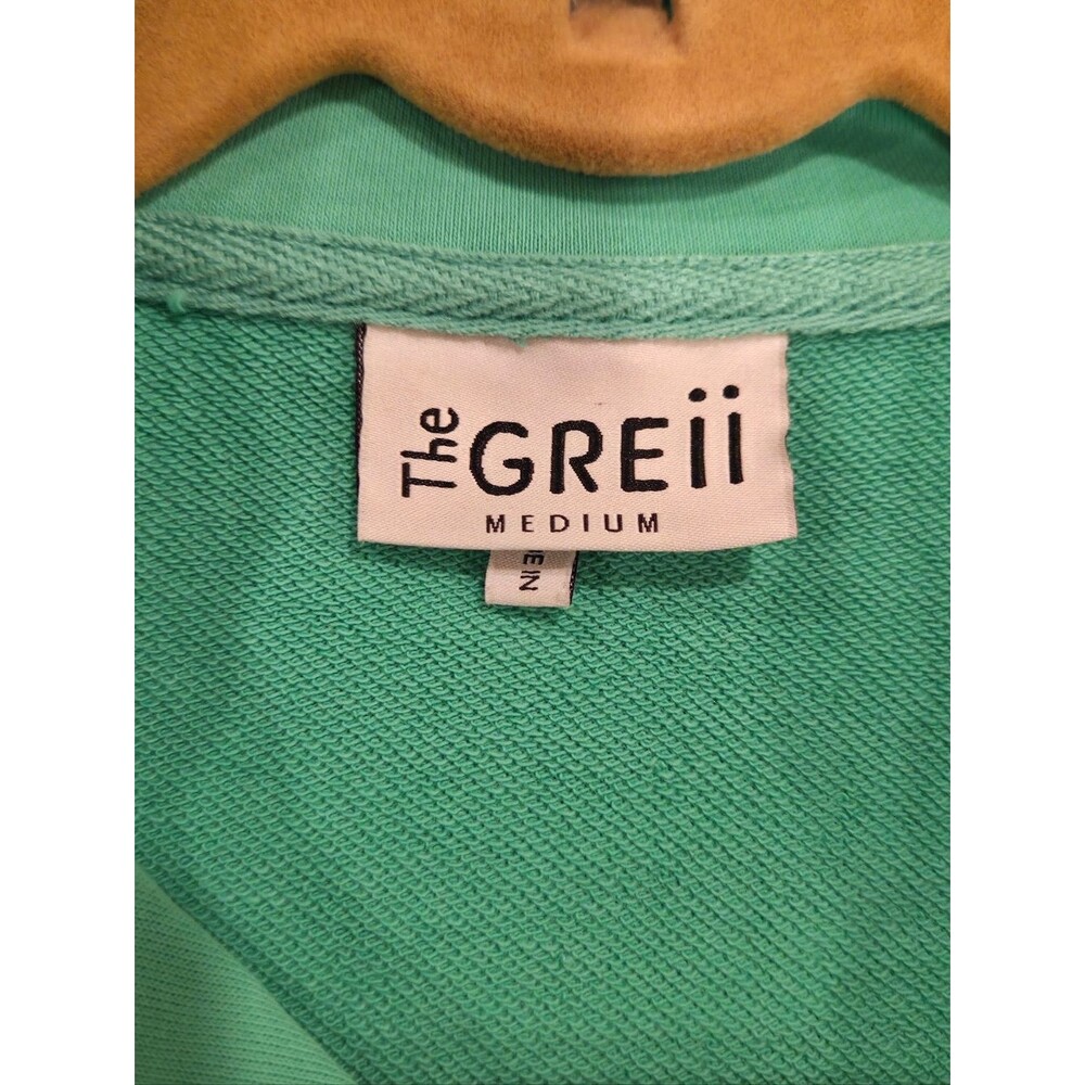 The GREII Sea Green Rainbow Striped Short Sleeve Sweatshirt Size M Retro - Picture 5 of 5